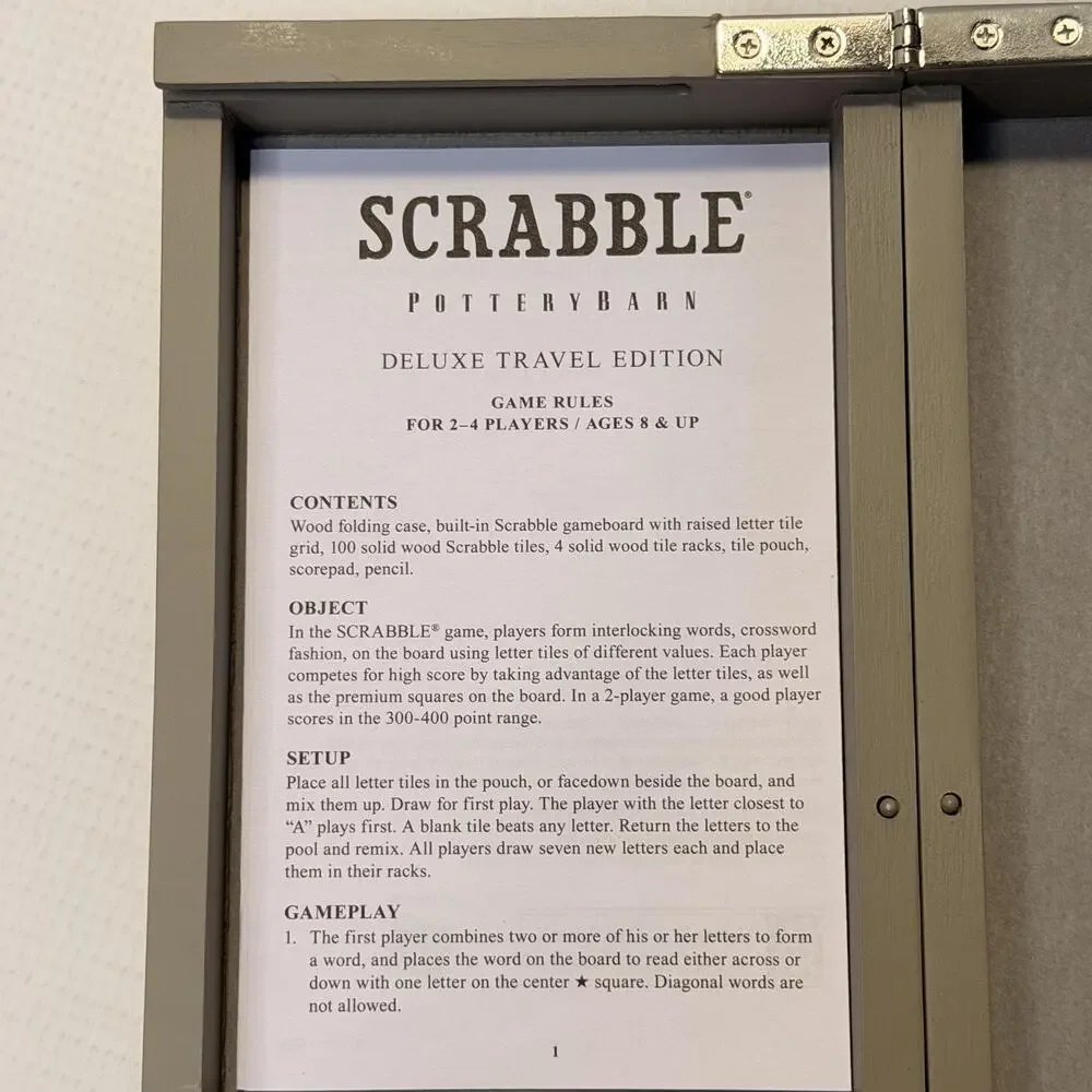 Hasbro Scrabble Pottery Barn Deluxe Travel Board Word Game 8+ 2-4 Players 2019